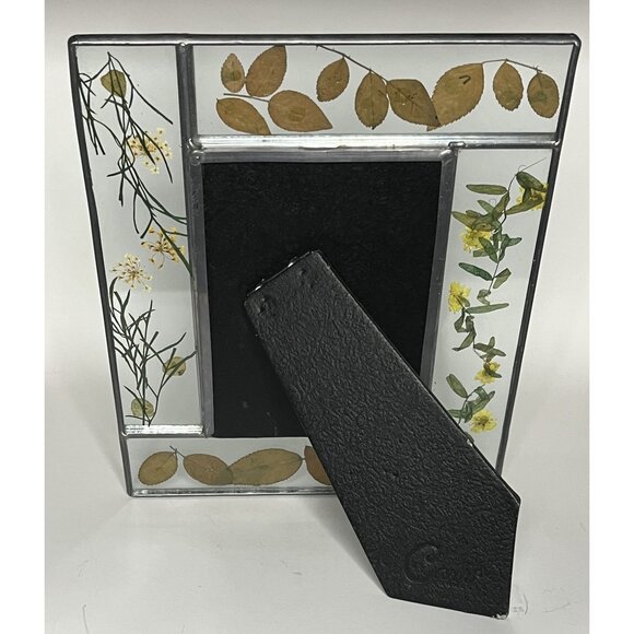 Vintage Carr Burnes of Boston Pressed Flowers Leaded Glass Photo Frame 3.5"x5" - Picture 5 of 5